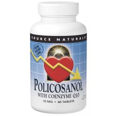 Поликозанол і коензим Q10 (Policosanol with Coenzyme Q10), Source Naturals, 10 мг, 60 таблеток - фото