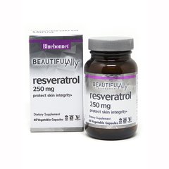 Ресвератрол, Resveratrol Beautiful Ally, Bluebonnet Nutrition, 250 мг, 60 рослинних капсул - фото