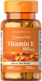 Вітамін До, Vitamin K, Puritan's Pride, 100 мкг, 100 таблеток, фото