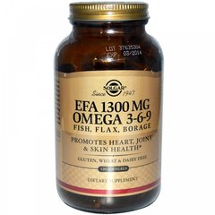 Риб'ячий жир, Омега 3 6 9 (EFA, Omega 3-6-9), Solgar, 1300 мг, 120 капсул - фото