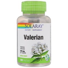 Валеріана, екстракт кореня, Valerian, Solaray, 470 мг, 180 вегетаріанських капсул - фото