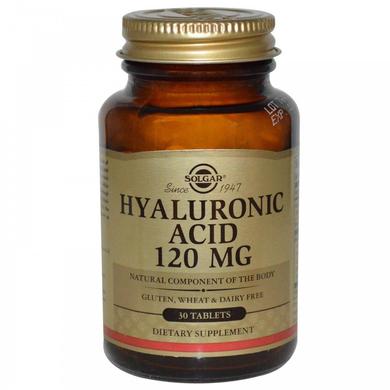Гіалуронова кислота, Hyaluronic Acid, Solgar, 120 мг, 30 таблеток - фото